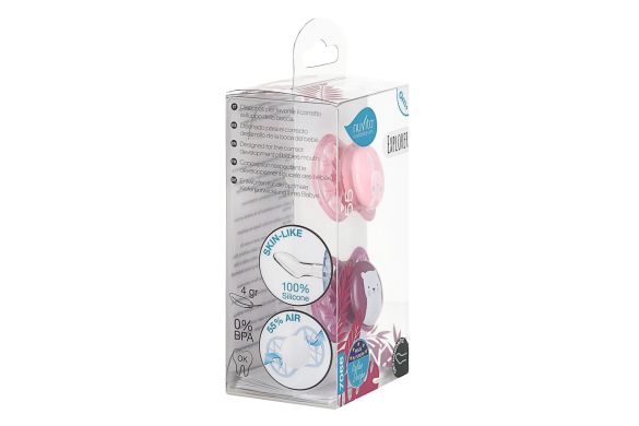 Пустушка Nuvita Air55 Explorer ортодонтична 0m+ заєць, ведмідь NV7066F, Рожевий