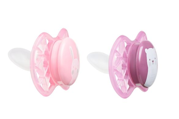 Пустушка Nuvita Air55 Explorer ортодонтична 0m+ заєць, ведмідь NV7066F, Рожевий