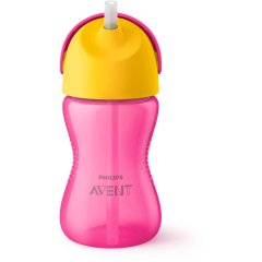 Чашка с трубочкой Philips Avent от 12 месяцев розовая с желтым 300 мл SCF798/02, Розовый