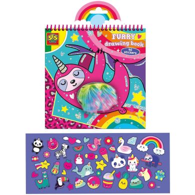 Книжка-розмальовка ПУХНАСТИКИ (15 аркушів для розфарбовування, 40 стикерів із блискітками) Ses Creative 0112S