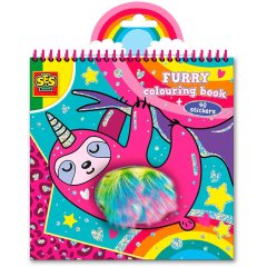 Книжка-розмальовка ПУХНАСТИКИ (15 аркушів для розфарбовування, 40 стикерів із блискітками) Ses Creative 0112S