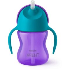 Чашка с трубочкой Philips Avent от 9 месяцев фиолетовая с бирюзовым 210 мл SCF796/02, Фиолетовый