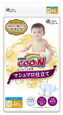 Подгузники Goo.N Super Premium Marshmallow 6 - 11 кг унисекс 46 шт 853348 4902011852578, 46
