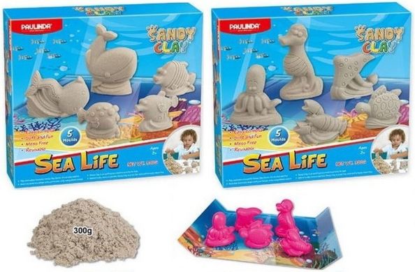 Пісок для творчості Paulinda Sandy clay Морське життя 300 грам, 5 одиниць PL-140016