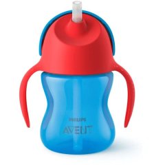 Чашка с трубочкой Philips Avent от 9 месяцев синия с красным 210 мл SCF796/01, Синий