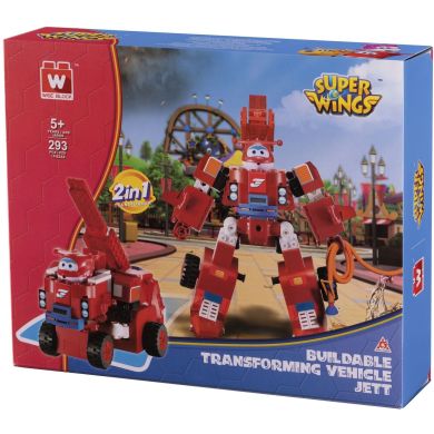 Конструктор-трансформер Super Wings Small Blocks 2-in-1 Buildable Transforming Vehicle Jett, Джетт EU385005
