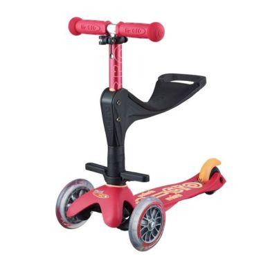 Самокат 3-колесный Mini Micro deluxe plus ruby ​​red с сиденьем MMD056