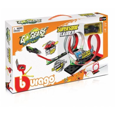 Игровой набор серии GoGears Extreme Сверхзвуковой запуск 3в1 (1 дорожка, 4 петли, 1 инерц. машинка) Bburago 18-30533