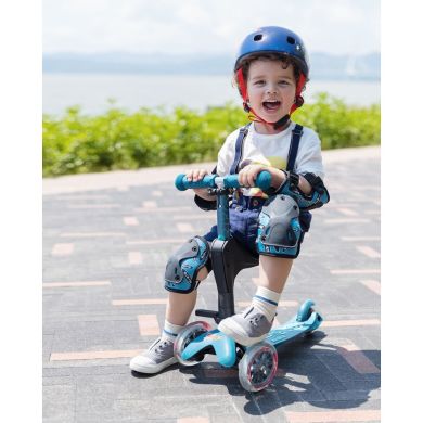 Самокат 3-колесный Mini Micro deluxe plus ice blue с сиденьем MMD057