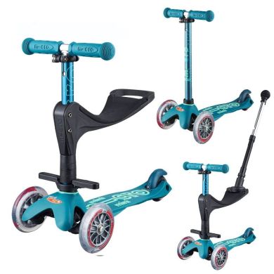 Самокат 3-колесный Mini Micro deluxe plus ice blue с сиденьем MMD057