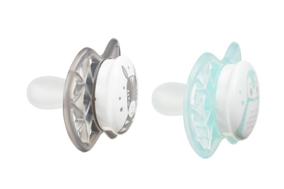 Пустышка Nuvita Air55 Explorer симметрическая 0m+ зебра, пингвин NV7067N, Серый