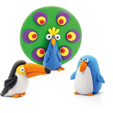 Набір пластиліну, що самостійно твердіє, ЛІПАКА ПТАХИ: ПІНГВІН, ПАВИЧ, ТУКАН 60026-UA01