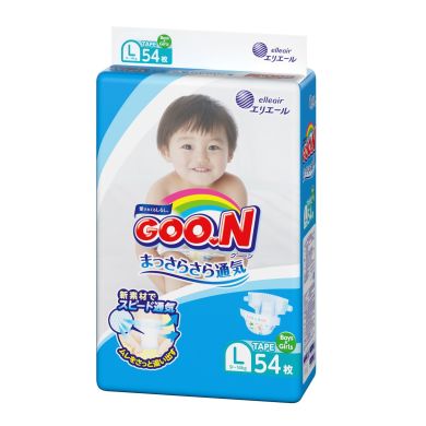 Подгузники Goo.N L для детей 9-14 кг унисекс 54 шт. 853623 4902011856231, 54