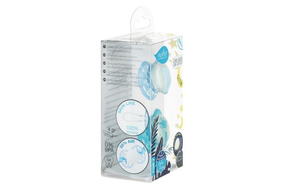 Пустышка Nuvita Air55 Explorer симметрическая 0m+ светящаяся в темноте мишка, жираф NV7067GM, Бирюзовый