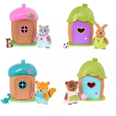 Ігровий набір Li'l Woodzeez Будиночок c сюрпризом блакитний дах, 1 фігурка лисеняти, 1 аксесуар Li'l Woodzeez WZ6613Z