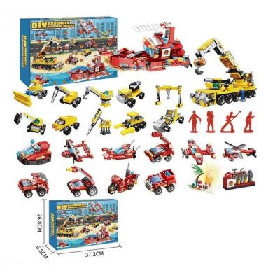 Адвент-календар W 02 (18) 24 віконця, конструктор, будівельна та пожежна техніка, в коробці, 27.0, 37.0