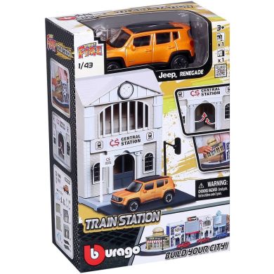 Игровой набор серии City Железнодорожная станция (станция, автомобиль 1:43) Bburago 18-31505
