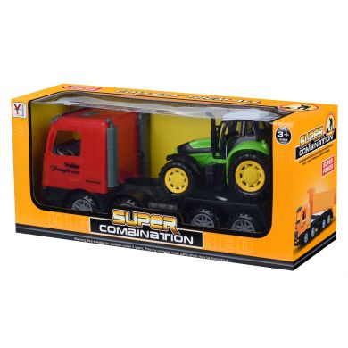 Іграшкова спеціалізована техніка Same Toy Super Combination Тягач з трактором червоний 98-84Ut-1