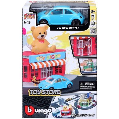 Игровой набор серии City Магазин игрушек (магазин игрушек, автомобиль 1:43) Bburago 18-31510