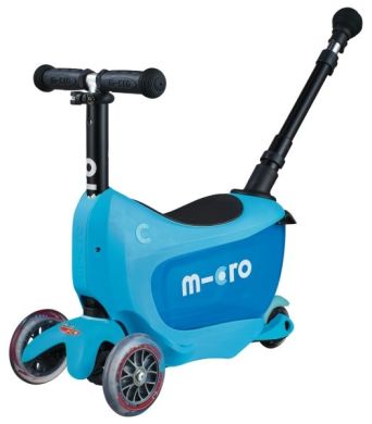 Самокат Micro серии Mini2go Deluxe Plus Голубой (до 50 кг, до 20 кг с сиденьем, трехколесный) Micro MMD034