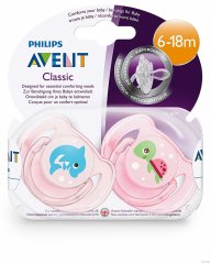 Пустышка Philips Avent Classic для девочек 0-6 мес 2 шт SCF169/38