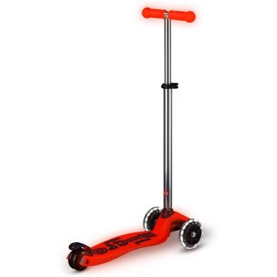 Самокат MICRO серії Maxi Deluxe Glow LED ЧЕРВОНА АУРА (до 50 kg, 3-х колісний, світло) MMD368