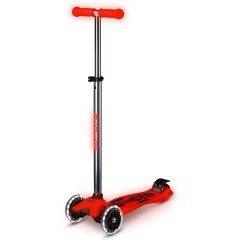 Самокат MICRO серії Maxi Deluxe Glow LED ЧЕРВОНА АУРА (до 50 kg, 3-х колісний, світло) MMD368