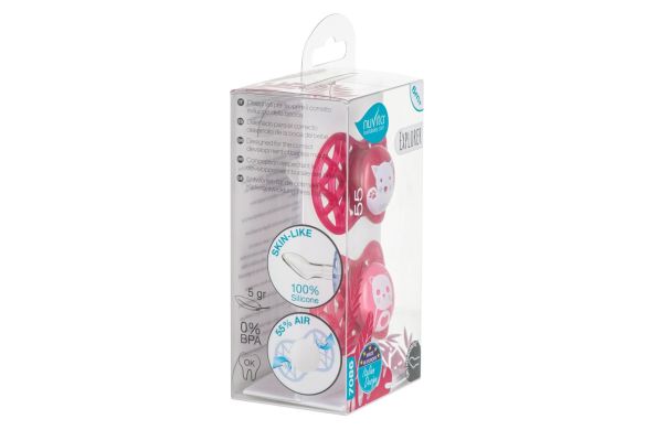 Пустушка Nuvita Air55 Explorer ортодонтична 6m+ кіт, панда NV7086F, Рожевий