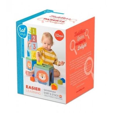 Розвиваючий сортер-пірамідка колекції Саванна Кубики Африка Taf Toys 12725