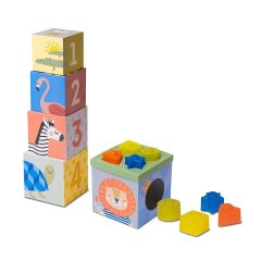 Развивающий сортер-пирамидка коллекции Саванна Кубики Африка Taf Toys 12725