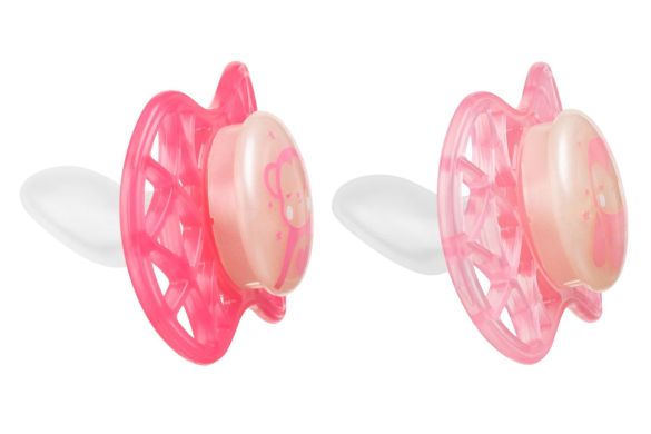 Пустушка Nuvita Air55 Explorer ортодонтична 6m+, світиться у темряві мавпа, сова NV7086GF, Рожевий