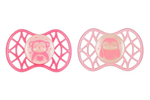 Пустушка Nuvita Air55 Explorer ортодонтична 6m+, світиться у темряві мавпа, сова NV7086GF, Рожевий