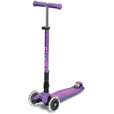 Самокат MICRO серії Maxi Deluxe Foldable LED ФІОЛЕТОВИЙ (складний, до 50 kg, триколісний, світло MMD100