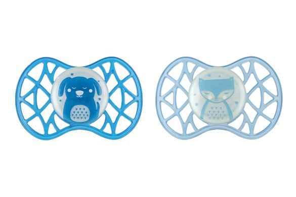 Пустушка Nuvita Air55 Explorer ортодонтична 6m+, світиться у темряві собачка, лис NV7086GM, Синій