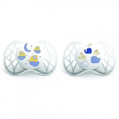 Силиконовая симметричная пустышка Nuvita Air 0-3 мес. 2 шт. NV7063, Белый, 2