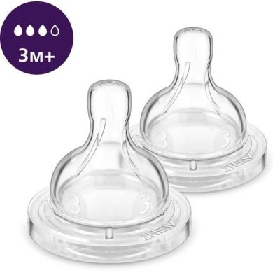 Соска Philips Avent силіконова Антиколік, 3 міс+, 2 шт, середній потік SCY763/02