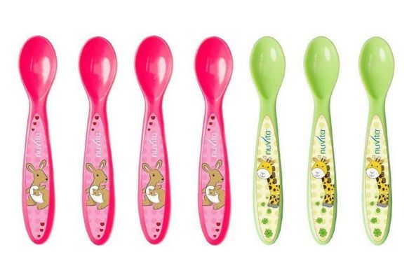 Набір ложок Nuvita рожевий з салатовим 7 шт. NV1410Pink