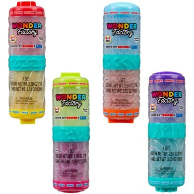 Набір для ліплення 2-В-1 WONDER FACTORY ЯСКРАВИЙ СТАРТ: МАСА ДЛЯ ЛІПЛЕННЯ І ПІСОК (в ас., в дисп) 595304