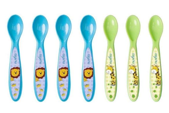Набір ложок Nuvita салатовий з синім 7 шт. NV1410Blue