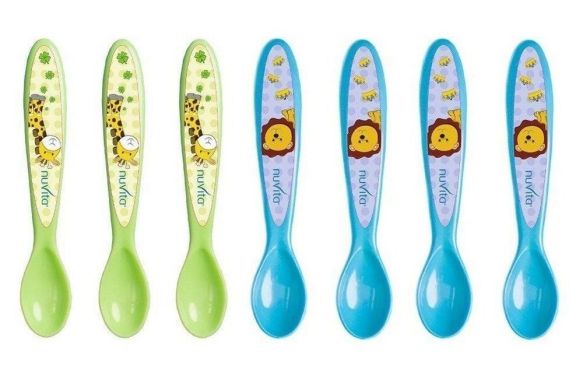 Набір ложок Nuvita салатовий з синім 7 шт. NV1410Blue