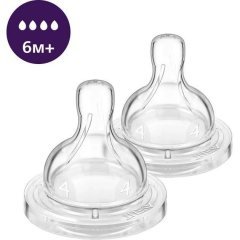Соска Philips Avent силиконовая Антиколик, 6 мес+, 2 шт, быстрый поток SCY764/02