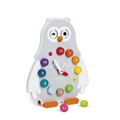 Развивающая игрушка Janod часы двусторонние Сова J08132, Серый