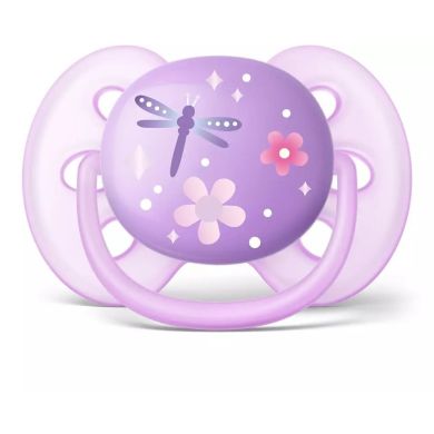 Пустышка Philips Avent Ultra Soft для девочек 6-18 мес. 2 шт. SCF227/22, Фиолетовый, 2
