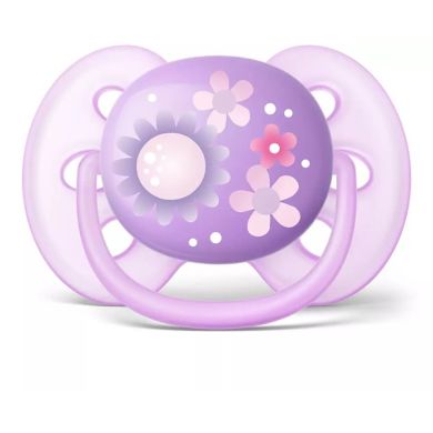 Пустышка Philips Avent Ultra Soft для девочек 6-18 мес. 2 шт. SCF227/22, Фиолетовый, 2