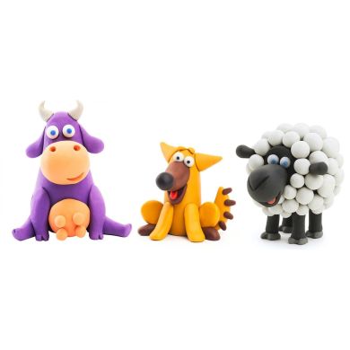 Набір пластиліну, що самостійно твердіє, ЛІПАКА &ndash; КОРІВКА, ПЕСИК, ВІВЦЯ 60024-UA01