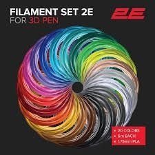 Картридж 2E для 3D ручки PLA, 1.75мм, 20шт, мікс 5м 2E-SL-BH005