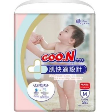 Трусики-подгузники Goo.N Plus для детей 6-12 кг (размер M, унисекс, 58 шт) 843339 4902011843392