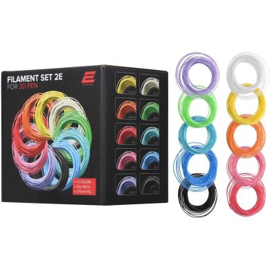 Набір ниток 2E для 3D ручки 1.75 мм, PCL (10 кольорів*10м) 2E-L-BH010