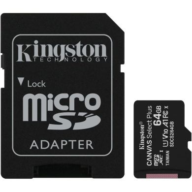 Карта пам'яті Kingston microSD 64GB C10 UHS-I R100MB/s + SD SDCS2/64GB