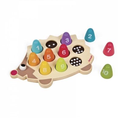 Іграшка-головоломка для розвитку Їжачок. Вчимо цифри дерево J05339, Коричневий